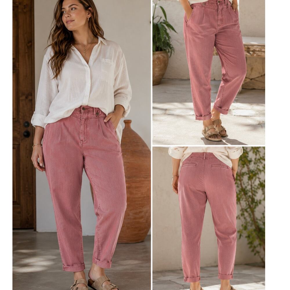 Anthropologie Kalea Tencel Lyocell Utility Jogger Pants Raspberry Size 32 NWT